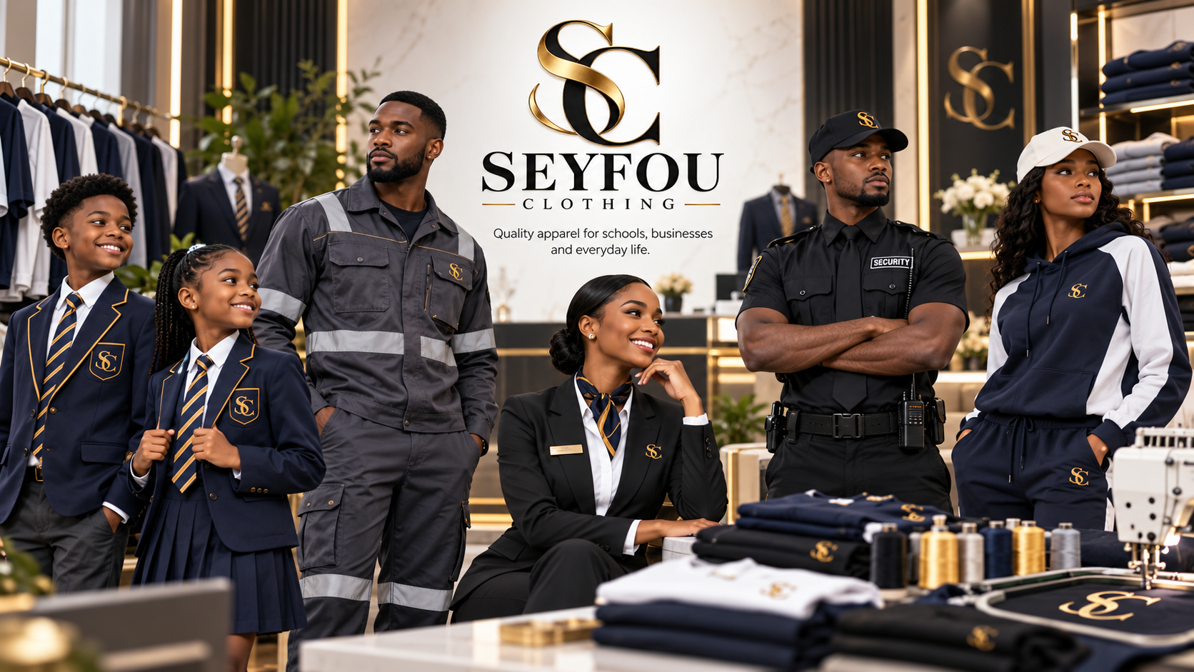 Seyfou Clothing uniforms for schools, industry, security, corporate, hospitality and everyday life